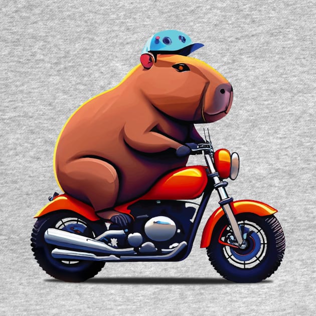 Capybara on motocycle design by Mythicalart